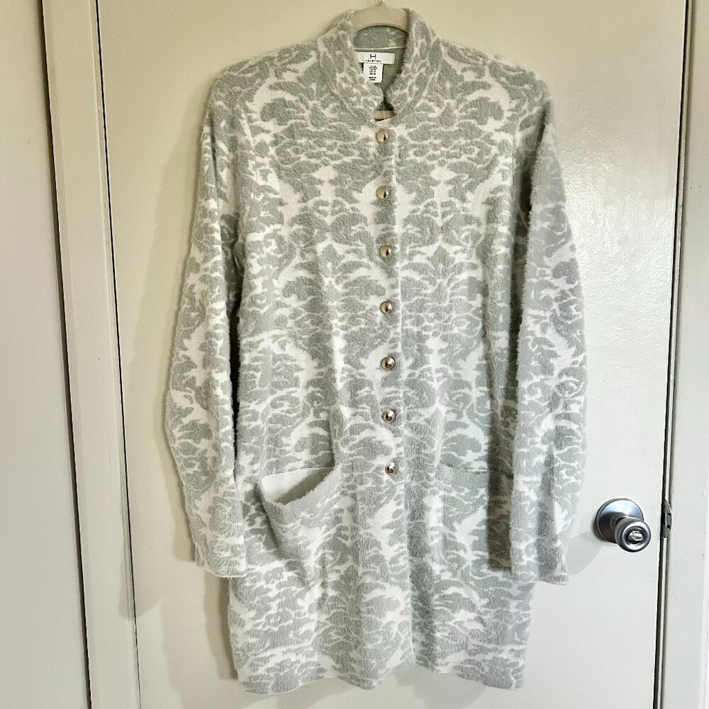 NWT H Halston Damask Longline Cardigan